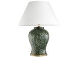 Casa Padrino Luxus Keramik Tischlampe Grün / Antik Messing - Wohnzimmermöbel