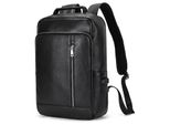 Leder Rucksack 15,6 Zoll Laptopfach Schwarz Reiserucksack Tagesrucksack Uni