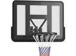 Basketballkorb mit Rückwand für Outdoor & Indoor, Basketballbrett mit ?45 cm Stahlkorb und Netz, Wandmontage, Basketball Board für Erwachsene, 110 x 80 x 75 cm, Schwarz