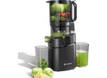 250W Automatischer All-In-One Entsafter, 145MM Öffnung und 1,8L Kaltpresse für Gemüse und Obst, Entsafter Slow Juicer mit Dreifachem Filter - Schwarz