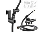Famanu Bidet-Handduscheset mit 1,2 m flexibler Schlauch und Halter - Schwarz