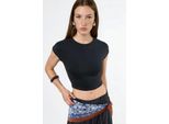 Rundhals Einfarbiges Crop-T-Shirt