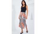 Satin A-Linie Midirock Mit Elastischem Bund