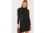 Rippstrick-Jersey-Minikleid Mit Rundhalsausschnitt