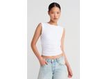 Damen Slim-Fit Cut-Out Crop Bluse