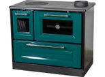 Kaminofen mit Backfach und Herdplatte 4012 Grün Holzofen 8 kW Holz Ofen Mehrfachbelegung Kamin Heizofen Küchenherd