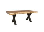 Esszimmertisch – Akazie Massivholz 200X100X77 Cm X-Gestell Natur Schwarz