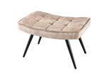 Riess-Ambiente Hocker Scandinavia - Modern Champagner Beige Samt Schwarze Metallbeine FußHocker