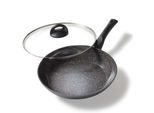 Stoneline Ceramic Bratpfanne 28 Cm, Mit Glasdeckel, Induktionsgeeignet, Pfas-Freie Antihaftbeschichtung Mit Echten Steinpartikeln, Schwarz