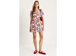 Bedrucktes V-Ausschnitt Cut-Out Midi-Kleid