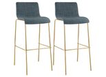 CLP Barhocker 2Er Set Mit Lehne Hover, Barstuhl Stapelbar Mit Stoffbezug, Metallgestell Goldoptik, Stapelstuhl Bis 150 Kg Belastbar