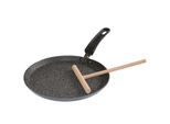 Stoneline Crepe Pfanne Induktion 25 Cm, Mit Besteck, Beschichtet Mit Echten Steinpartikeln, Grau, Pfannkuchen Pfanne, Pancake Pfanne, Palatschinken Pfanne Und Crepepfanne