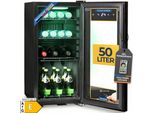 Sommertal Kühlschrank GK 50– Leiser Getränkekühlschrank ohne Gefrierfach mit RGB LED, Touchscreen & Schloss kleiner Flaschenkühlschrank schwarz 50L
