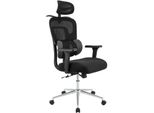 CLP BüRostuhl Ergonomisch Mit KopfstüTze Lothenda, Schreibtischstuhl HöHenverstellbar LordosenstüTze 3D-Armlehnen, Drehstuhl Bis 150 Kg