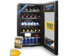 Sommertal Kühlschrank GK 100– Leiser Getränkekühlschrank mit LED, Touchscreen & Schloss kleiner Flaschenkühlschrank schwarz 100L