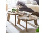 Couchtisch Set 2Er Massivholz Rund Wohnzimmertisch Beistelltisch Satztische