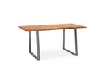 Schreibtisch Massivholz Baumkante Chromgestell Handarbeit Tarn, Goldbraun-Chrom 120X60X76 Cm
