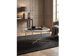 Couchtisch Mit Marmoroptik Und Metall-Gestell, Rund, Weiß 80X80X35 Cm