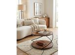 Couchtisch Sheesham Massivholz Metall, Rund, Stauraum, 58X58X35 Cm