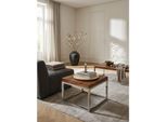 Beistelltisch Massivholz Metallgestell Landhausstil Guna, Dunkelbraun 60X60X40 Cm