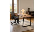Schreibtisch Massivholz Baumkante Trapezgestell, Akazie 120X60X76 Cm