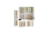 Vicco BadmöBel-Set Rosario, Weiß, Moderne Serie, Badezimmer, Dekorative Front, Spiegelschrank, Waschtischunterschrank, Hochschrank