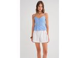 Herzchenhals Knopf-Front Peplum Cami Top