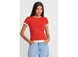 Damen Slim Fit Baumwoll Rundhals T-Shirt