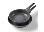 Stoneline Smart Pfannenset, 2-Teilig, Mit Abnehmbarem Griff, Induktion, Aluguss, Pfanne Mit Echten Steinpartikeln Beschichtet, Bratpfanne 28 Cm Und Bratpfanne 24Cm