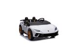 Es-Toys Kinder Elektroauto Lamborghini Huracan Spider Zweisitzer, Eva-Reifen Weiß