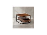 Kadima Design Moderner Sofatisch Mit Schublade, Quadratisches Design, Couchtisch Sheesham Massivholz/Metall, 60X60X40 Cm