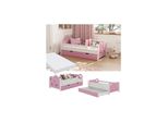 Vitalispa Kinderbett Einzelbett Juniorbett Jessica Weiß Pink 140X70 Cm Matratze Modern Kinderzimmer Bett Bettschublade Rausfallschutz