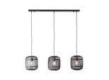 Brilliant Lampe, Woodrow Pendelleuchte, 3-Flammig Holz Dunkel/Schwarz, Metall/Bambus, 3X A60, E27, 60W,Normallampen (Nicht Enthalten)
