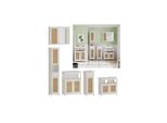 Vicco BadmöBel-Set Rosario, Weiß, Moderne Serie, Badezimmer, Dekorative Front, Spiegelschrank, Waschtischunterschrank, Midischrank, Hochschrank, Sideboard