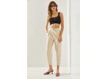 Baumwoll-Elasthan-Hose Mit Geradem Bein Und Schleife