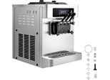 SucceBuy Gewerbliche Softeismaschine 20-28 L/h, Speiseeisbereiter 2200 W, Eiscrememaschine mit 3 Geschmacksrichtungen, 2 x 6-Liter-Behältern, Vorkühlfunktion und Warnsystem bei niedrigem Füllstand