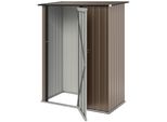 Outsunny Metall Gerätehaus 1,07 m² 142 x 86 x 189 cm Geräteschuppen Braun