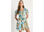 Bedrucktes V-Ausschnitt Midi-Kleid Mit Ausschnitten