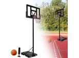3.05m Basketballkorb Outdoor, Basketballanlage Indoor Spielgeräte, Basketball Hoop Höhenverstellbar mit Ständer Rollen Inkl. Basketball für Kinder und Erwachsene, Schwarz