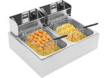 5000W Elektrische Doppeltank Fritteuse 2×6L Edelstahl Fritteuse Unabhängiger Temperaturkontrolle (60-200°C) Doppelfriteuse mit Sicherheitsdeckel & Filterkorb für Restaurant/Haushalt