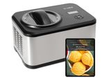 KLAMER Eismaschine 1,5L, 120 W Eiscrememaschine aus Edelstahl mit Kühlfunktion, hausgemachtes Speiseeis mit selbstkühlendem Kompressor