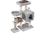 Famanu Katzenbaum 4-stöckig mit Katzenhöhle und Katzenbett - Plüsch Katzenmöbel für kleine Katzen