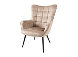 Riess-Ambiente Sessel Scandinavia - Modern Champagner Beige Samt Schwarze Metallbeine Mit Armlehne