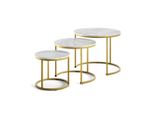 Vicco Couchtisch-Set, Weiß, Gold, Holzwerkstoff, Rund, 55X44.5X55 Cm, Wohnzimmer, Wohnzimmertische, Couchtische