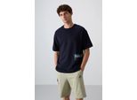 ÜBergroßEs Baumwollmischung Rundhals-T-Shirt