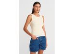 Rippstrick-Baumwoll-ÄRmellose Cami-Bluse