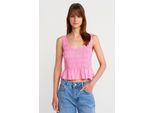 Texturierte Baumwoll-Modal-Crop-Cami-Bluse