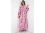 Tropisches Maxi-Kleid Mit Knopfverschluss