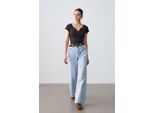 Damen Slim Fit Baumwoll U-Ausschnitt T-Shirt