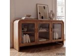Sideboard Mango Massivholz 160Cm Anrichte Kommode 3 Glas TüRen Holzkommode Groß
